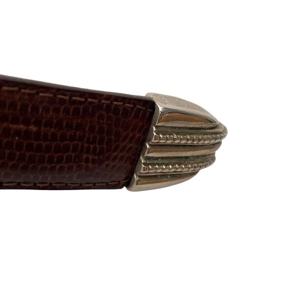 Made in Italy Brown Leather Belt with Silver Buckle in Size Medium - Picture 7 of 7